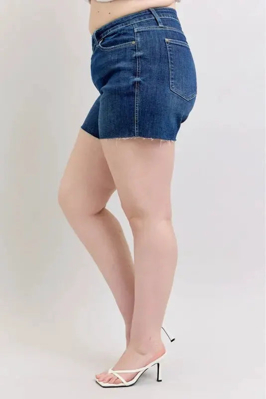 Judy Blue Full Size High Waist Criss-Cross Waistband Denim Shorts Plus Size by Judy Blue