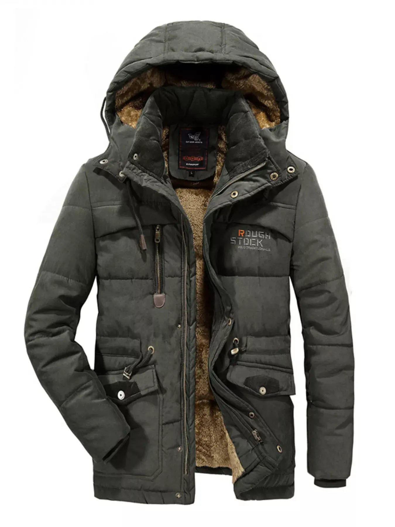 Men's Plus Size Hooded Zip Up Parka Coat by Partner Label