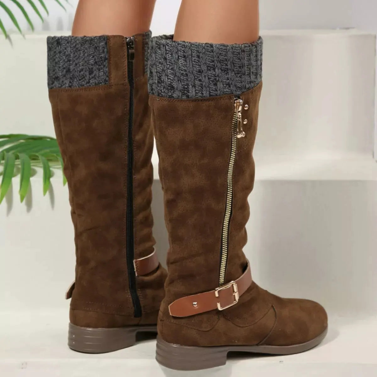 Round Toe Block Heels Boots by Partner Label