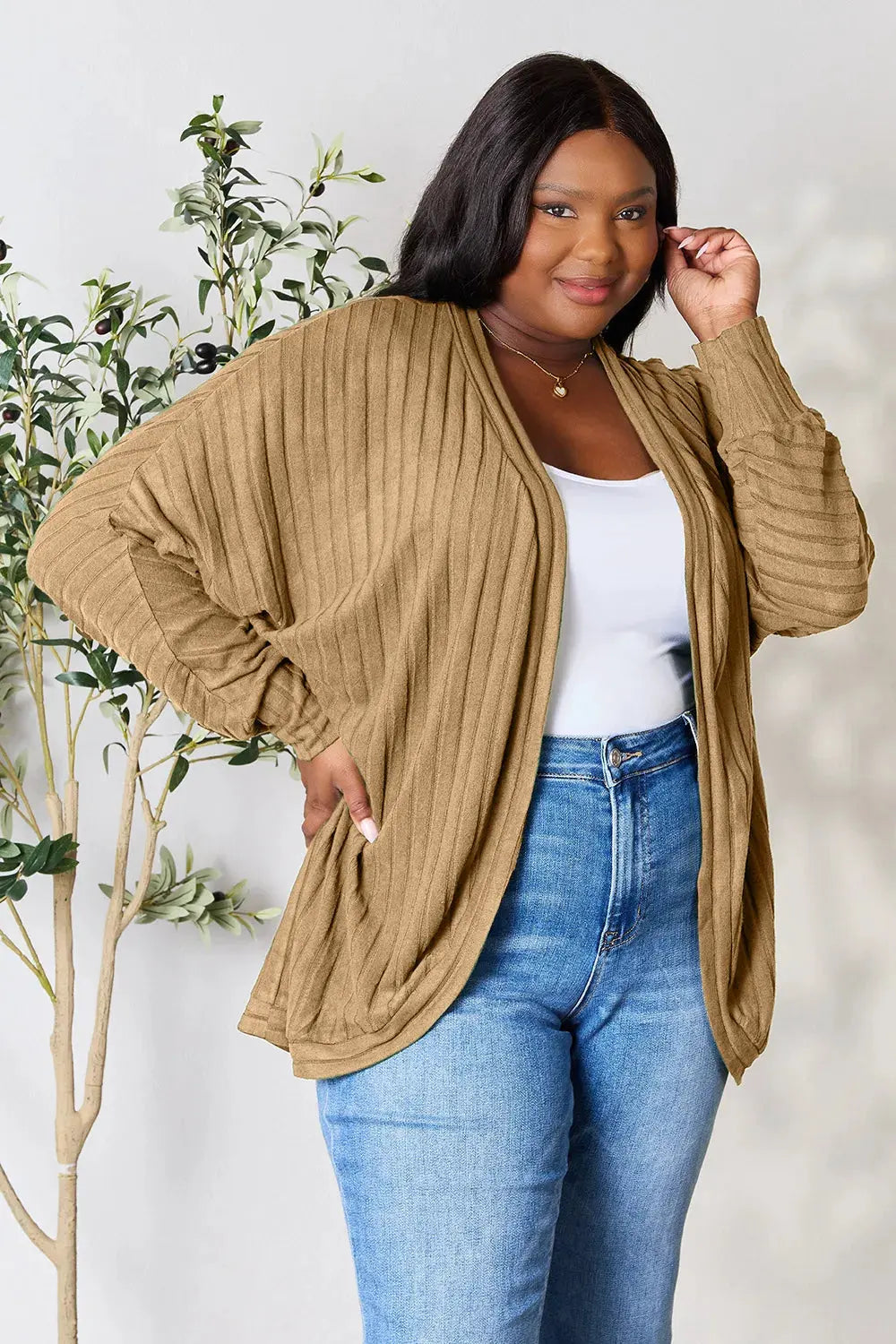 Basic Bae Full Size Ribbed Cocoon Cardigan by Basic Bae