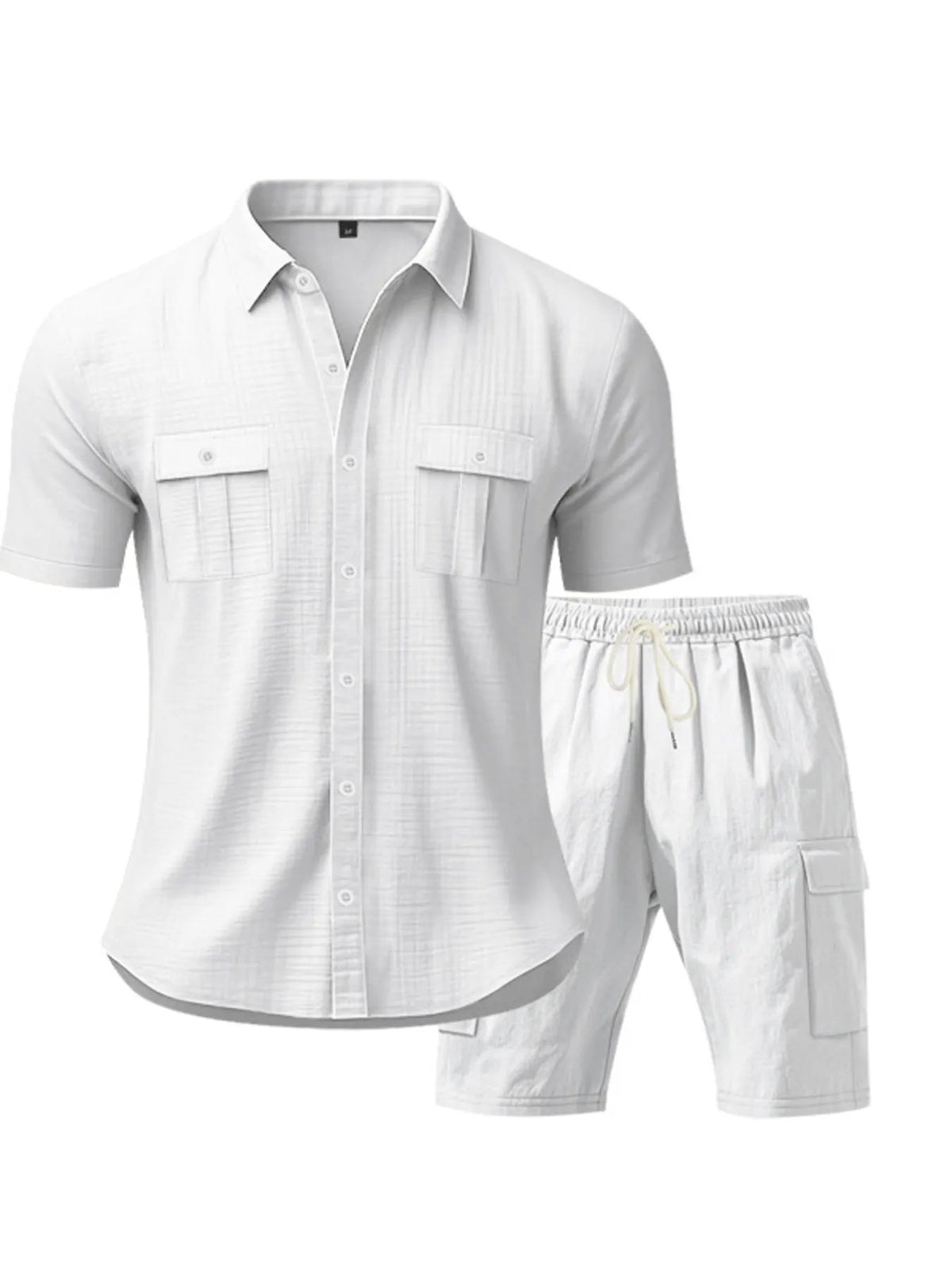 Men's Full Size Button Up Shirt and Shorts Set Plus Size by Trendsi