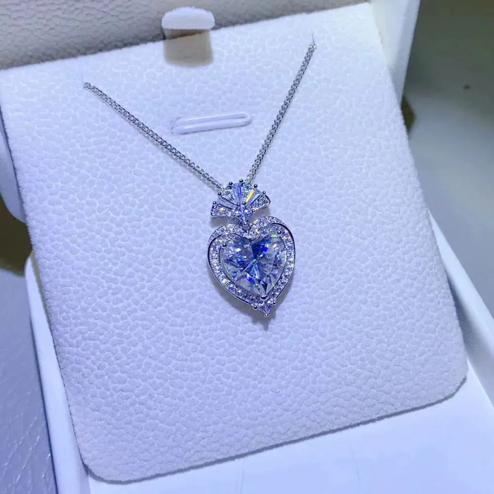 3 Carat Moissanite 925 Sterling Silver Heart Pendant Necklace by Partner Labels