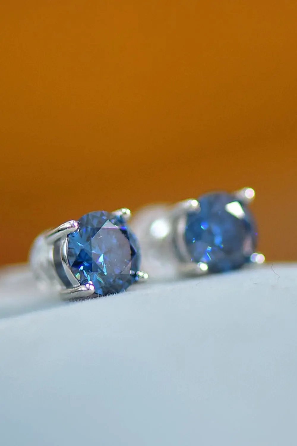 2 Carat Moissanite Four-Prong Platinum-Plated Earrings by Partner Label