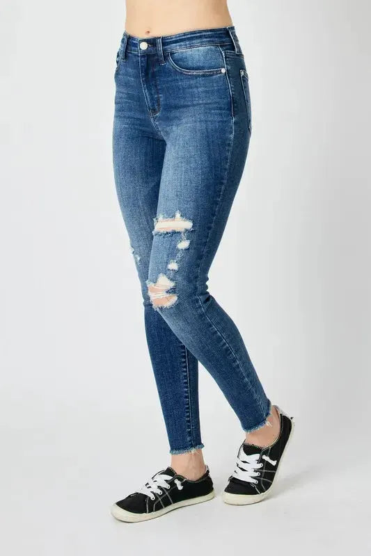 Judy Blue Full Size High Waist Distressed Skinny Jeans by Judy Blue