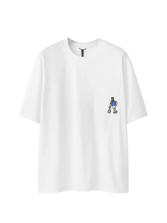 Men's Embroidered Tennis Player Round Neck T-Shirt by Trendsi