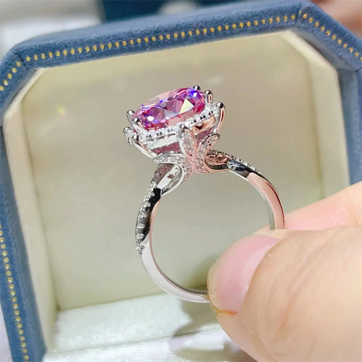 5 Carat Moissanite Halo Engagement Ring by Partner Label