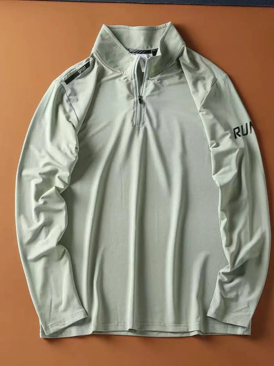 Men's Plus Size Quarter-Zip Long Sleeve Sweatshirt by Partner Label