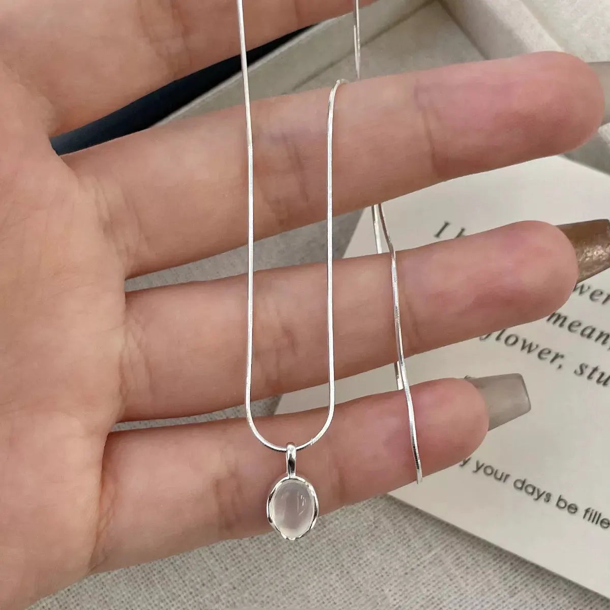 925 Sterling Silver Agate Pendant Necklace by Partner Labels