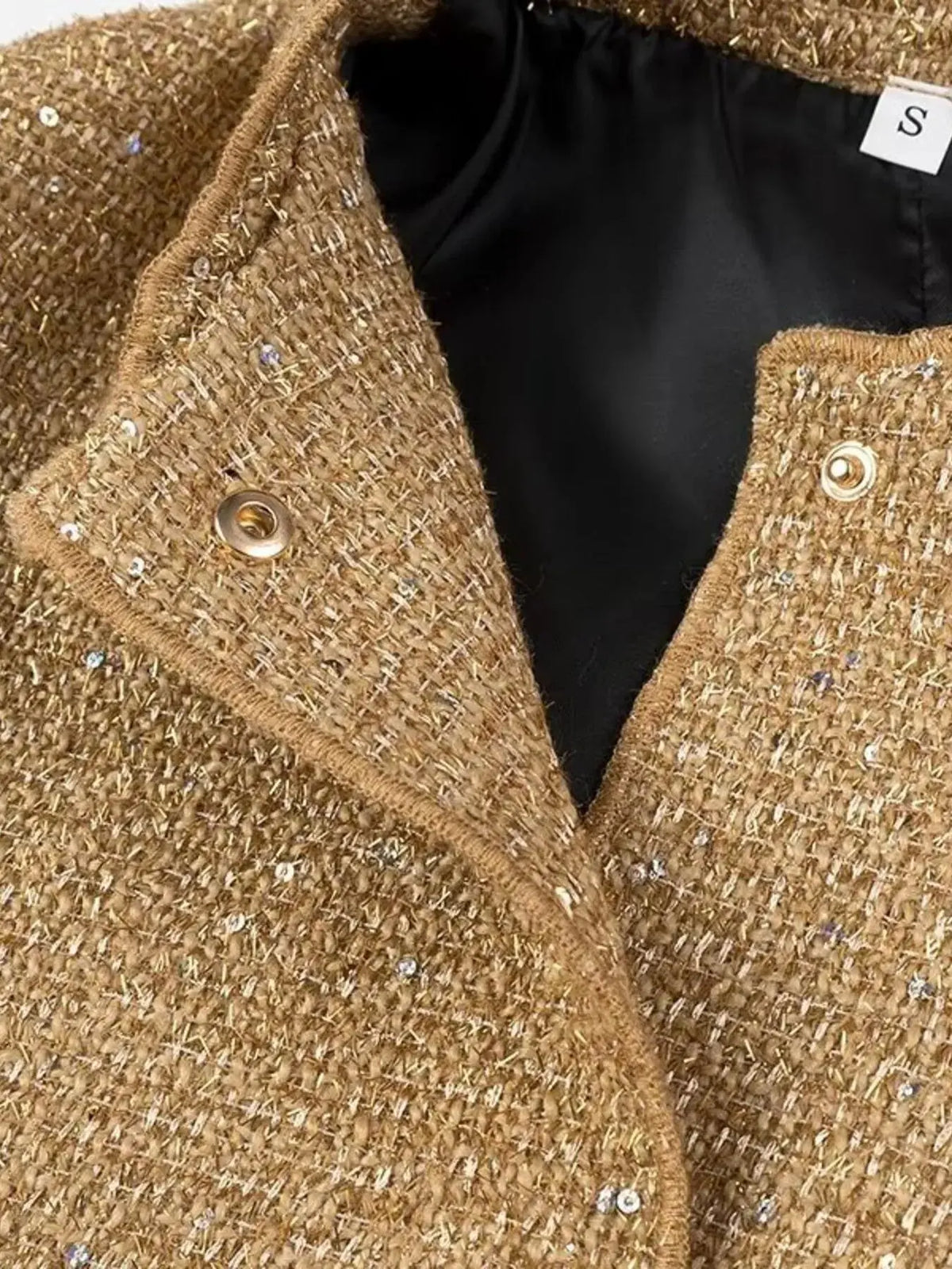 Sequin Long Sleeve Jacket with Pockets by Partner Label
