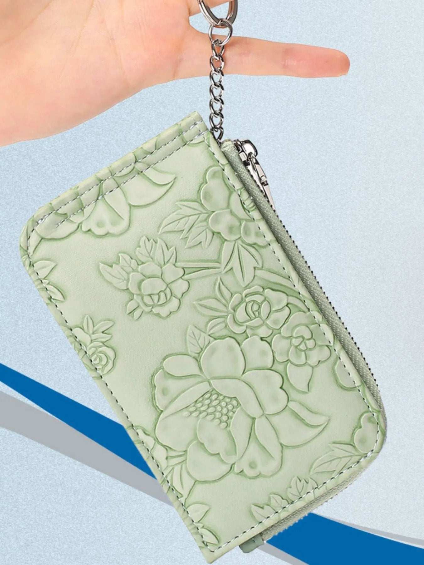 Embossed Floral Leather Bifold Wallet by Partner Label