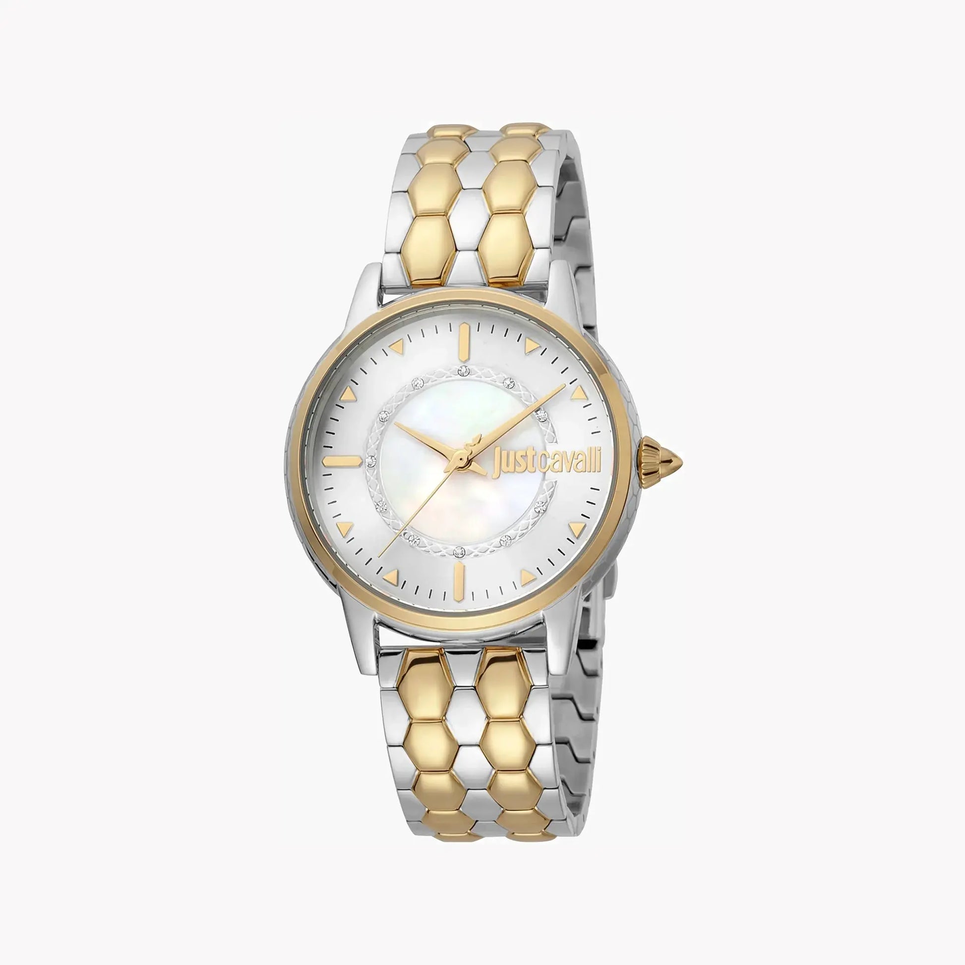 Just Cavalli Women's Silver & Gold Watch, White Dial | Jc1l149m0075 by JUST CAVALLI