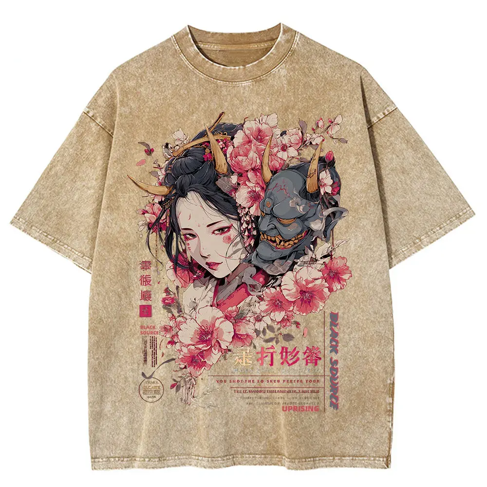 Anime Dragon Floral Graphic T Shirt Unisex Cotton Tee by Vimost Shop