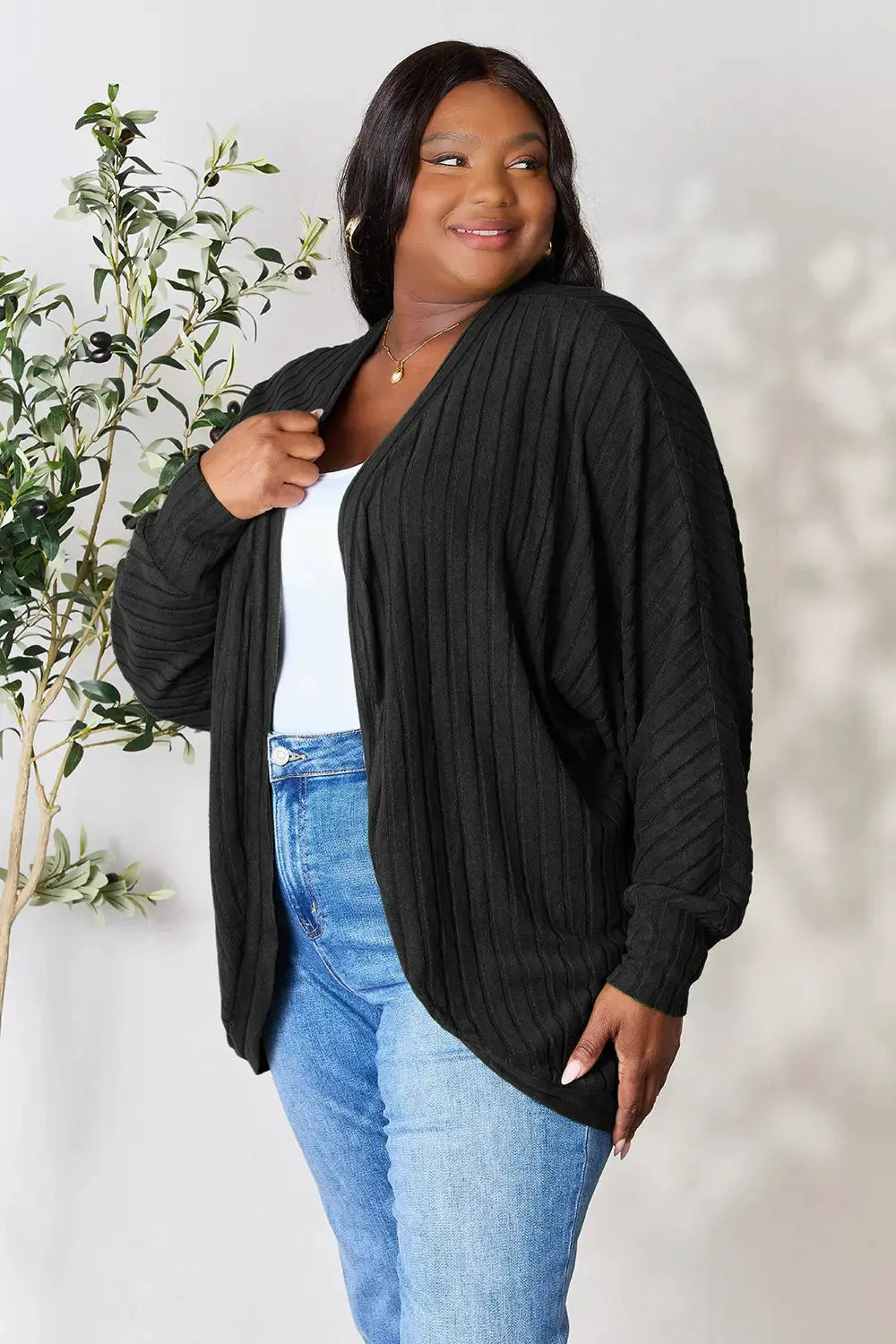 Basic Bae Full Size Ribbed Cocoon Cardigan by Basic Bae