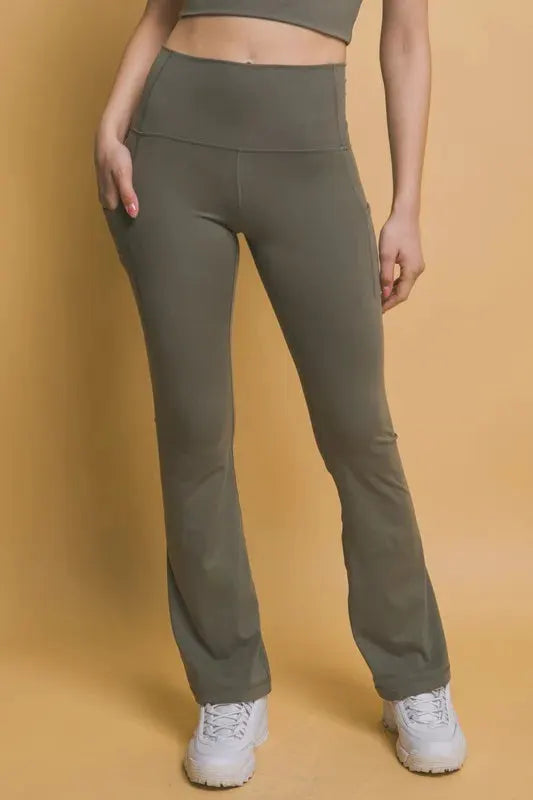 Love Tree High Waist Flare Active Leggings with Side Pockets by Partner Label