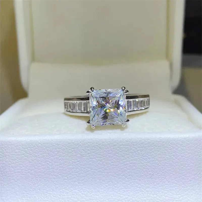 3 Carat Moissanite 925 Sterling Silver Square Shape Ring by Partner Label