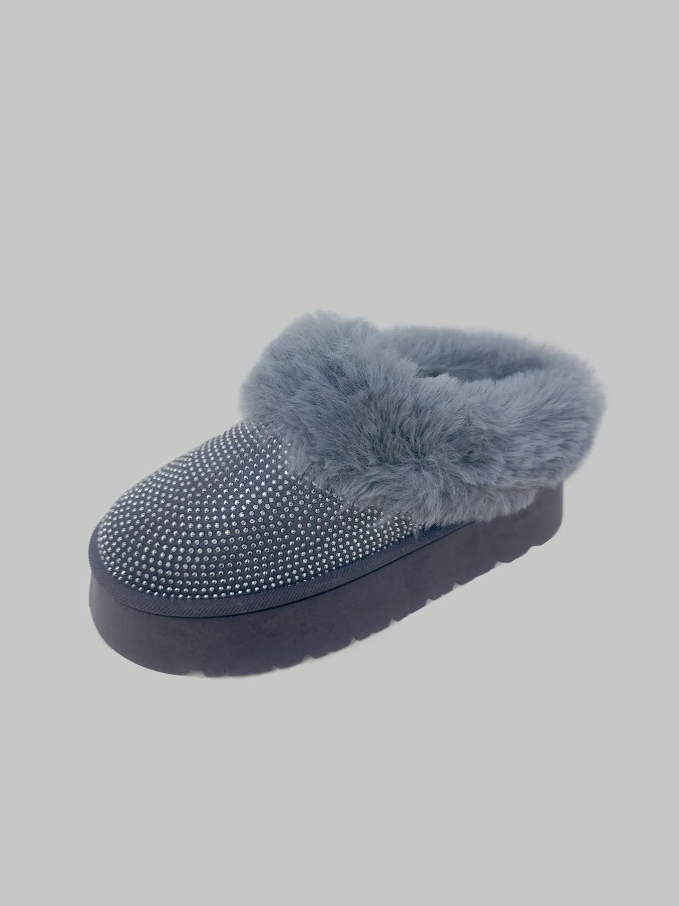 WILD DIVA Embellished Faux Fur Platform Booties by WILD DIVA