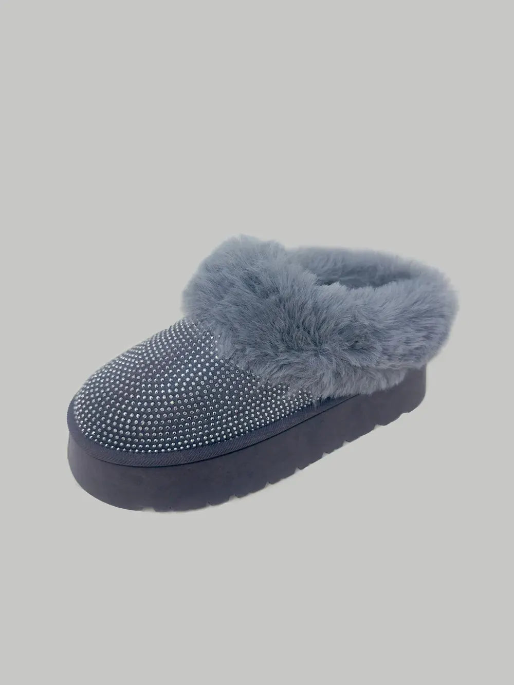 WILD DIVA Embellished Faux Fur Platform Booties by WILD DIVA