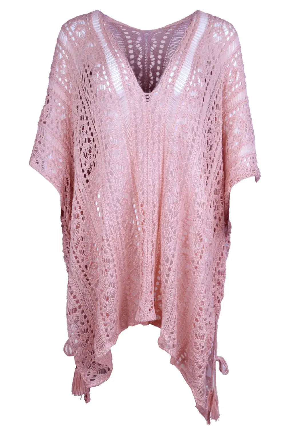 Angel Wings Cutout V-Neck Cover-Up with Tassel by Partner Labels
