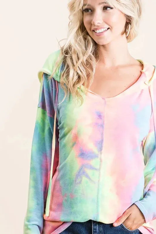 BiBi Tie Dye Terry Long Sleeve Hoodie by BiBi