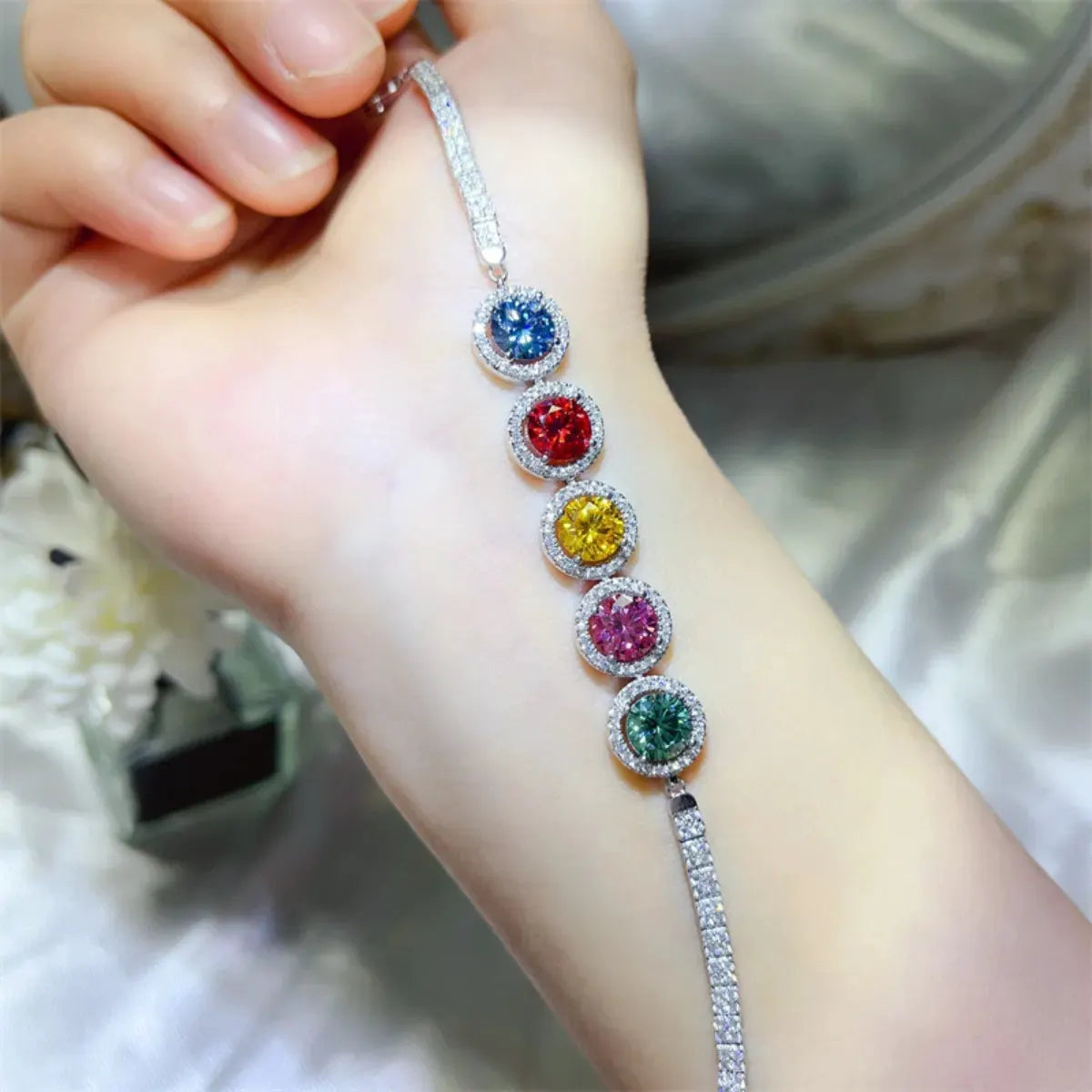 5 Carat 925 Sterling Silver Moissanite Bracelet by Partner Label