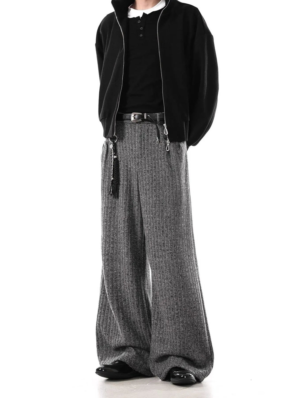 Men's Plus Size Ribbed Knit Loose Fit Pants by Partner Label