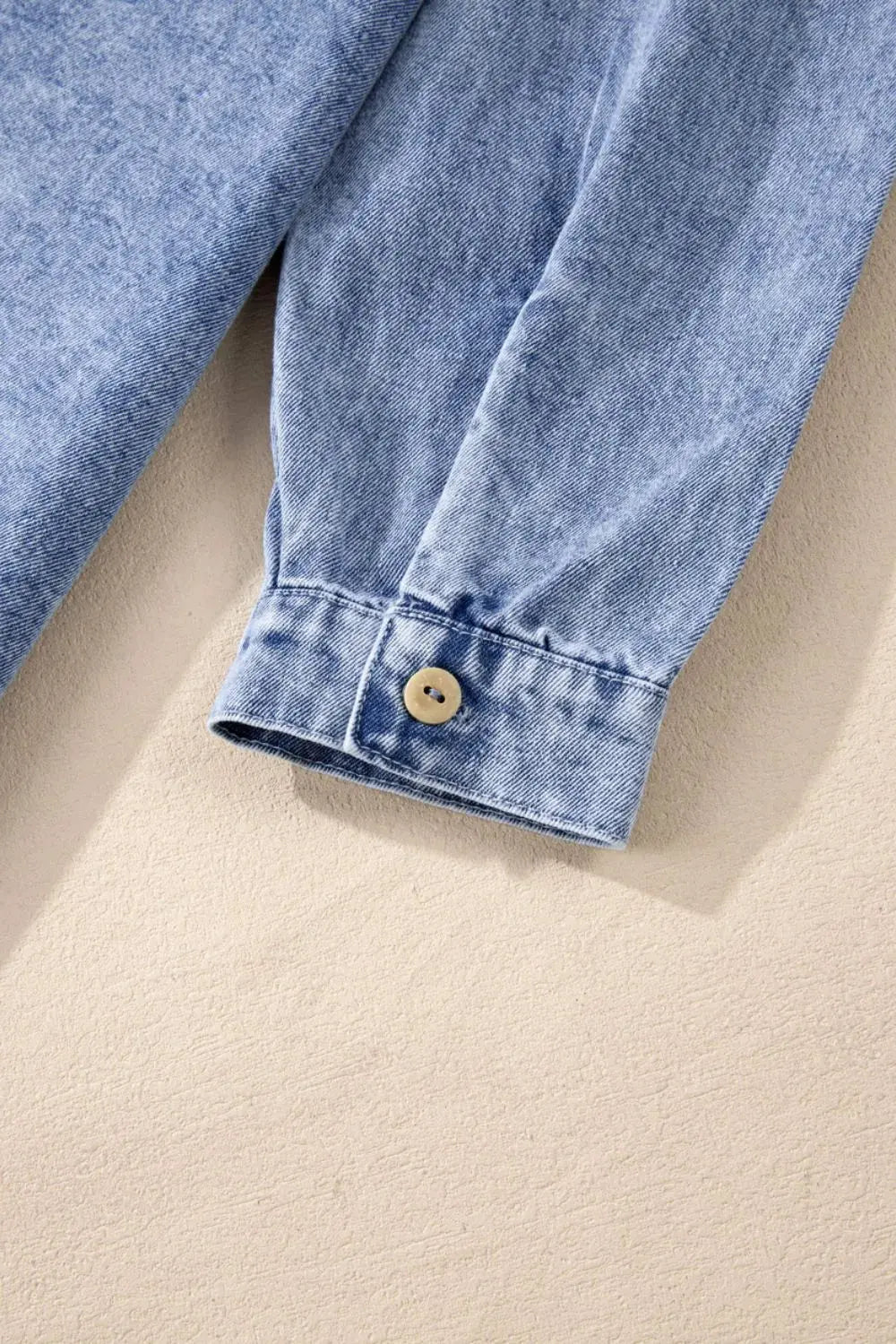 Raw Hem Button Down Long Sleeve Denim Dress by Partner Label