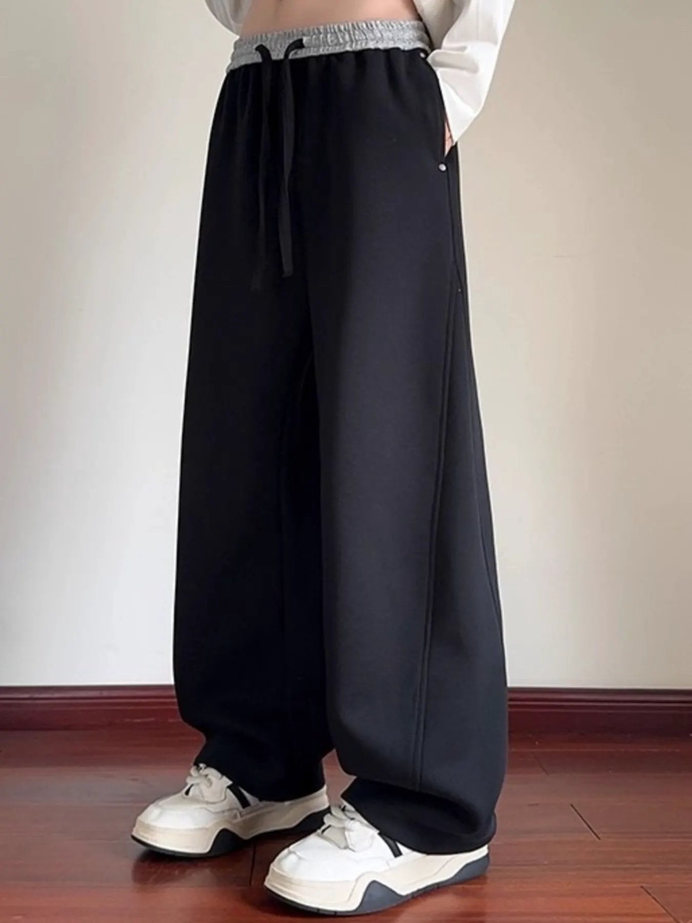 Men's Plus Size Drawstring Wide Leg Pants by Partner Label
