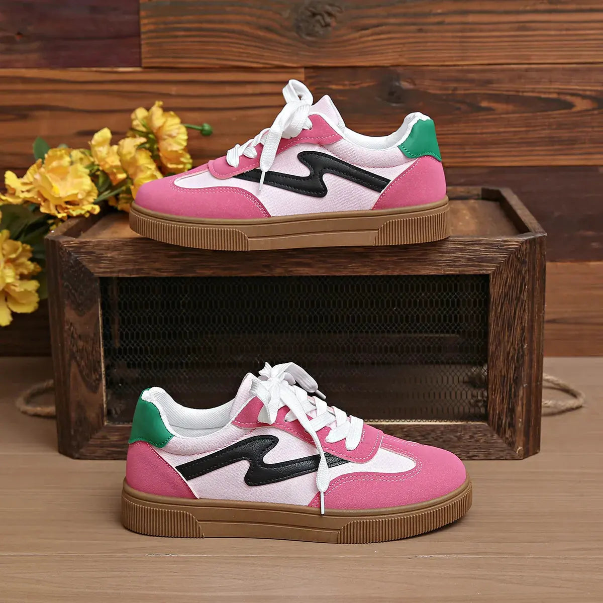 Round Toe Lace Up Sneakers by Partner Label