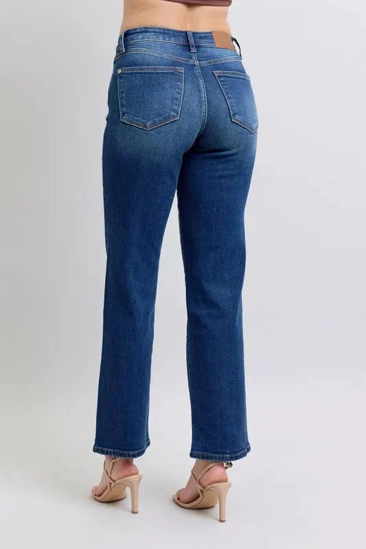 Judy Blue Full Size Side Seam Detail Straight Jeans with Pockets by Judy Blue
