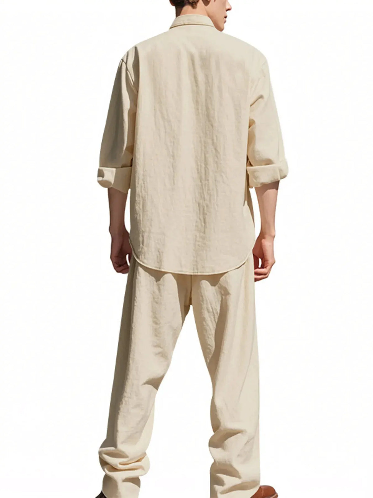 Men's Full Size Button Up Shirt and Pants Set Plus Size by Trendsi