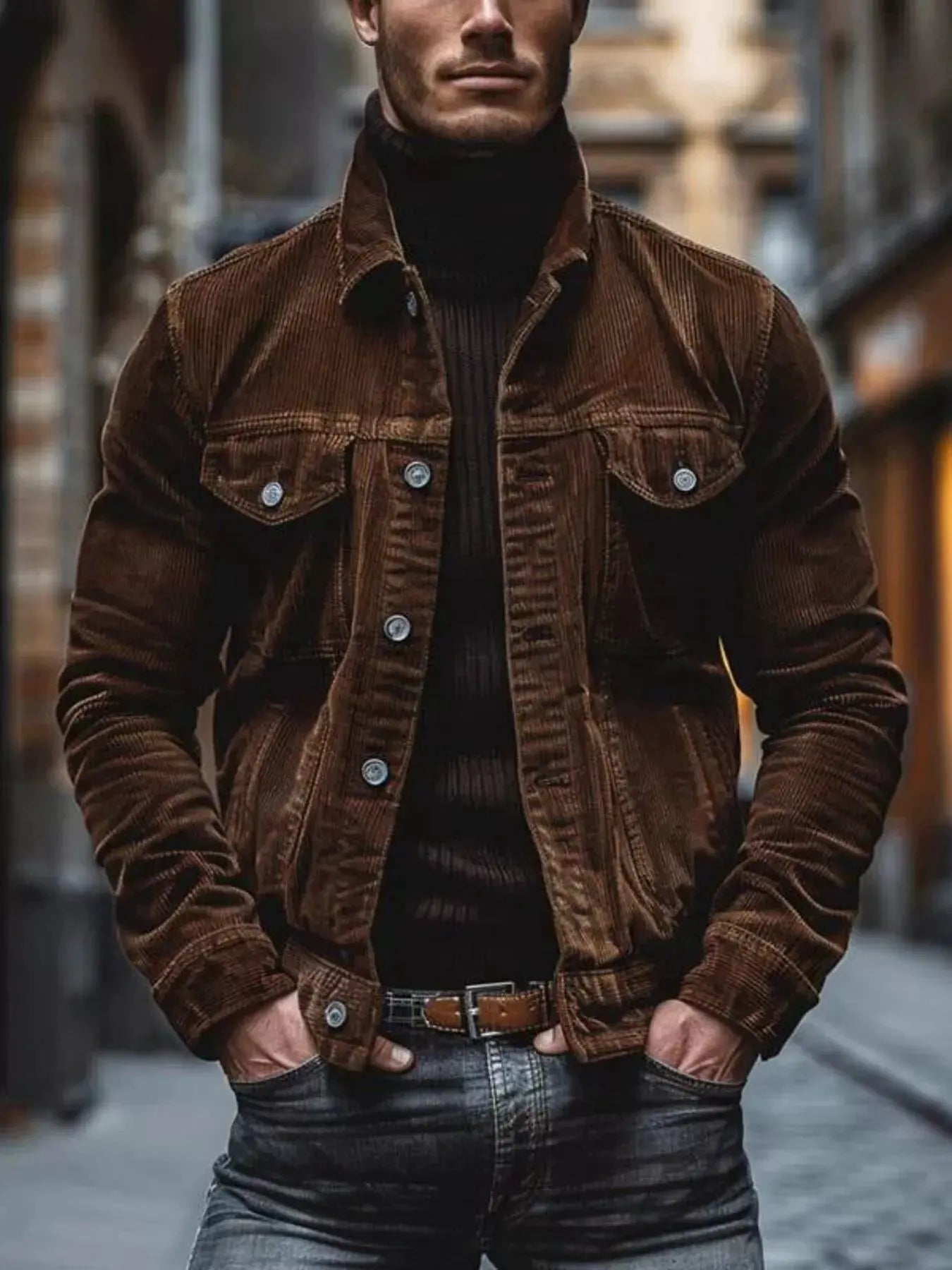 Men's Full Size Corduroy Button-Down Jacket Plus Size by Partner Label