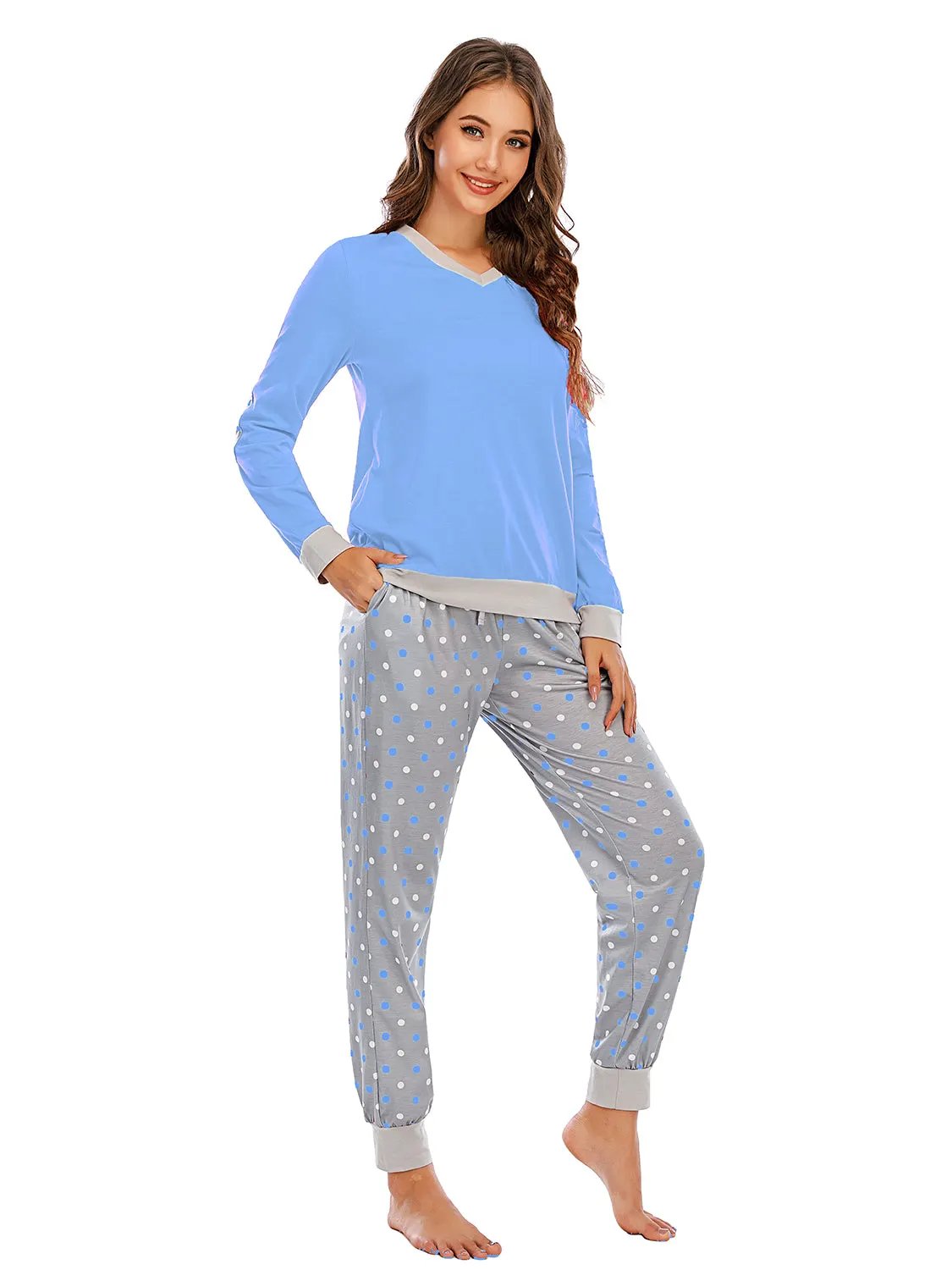 Long Sleeve Top and Polka Dot Pants Set by POL