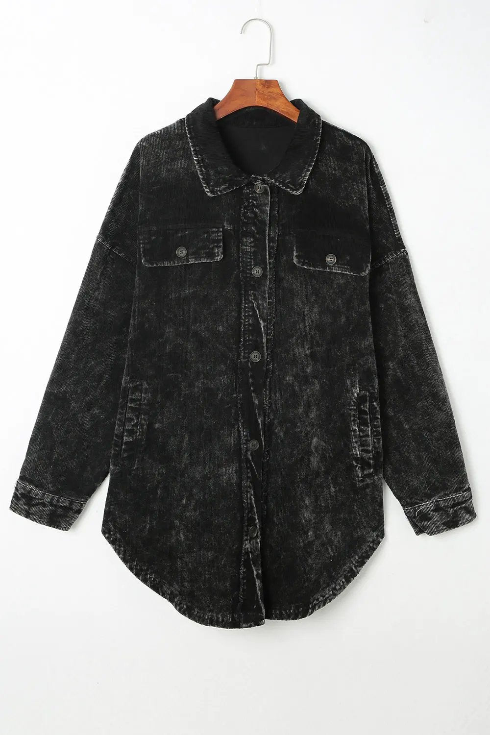Washed Button Down Dropped Shoulder Jacket by Partner Label