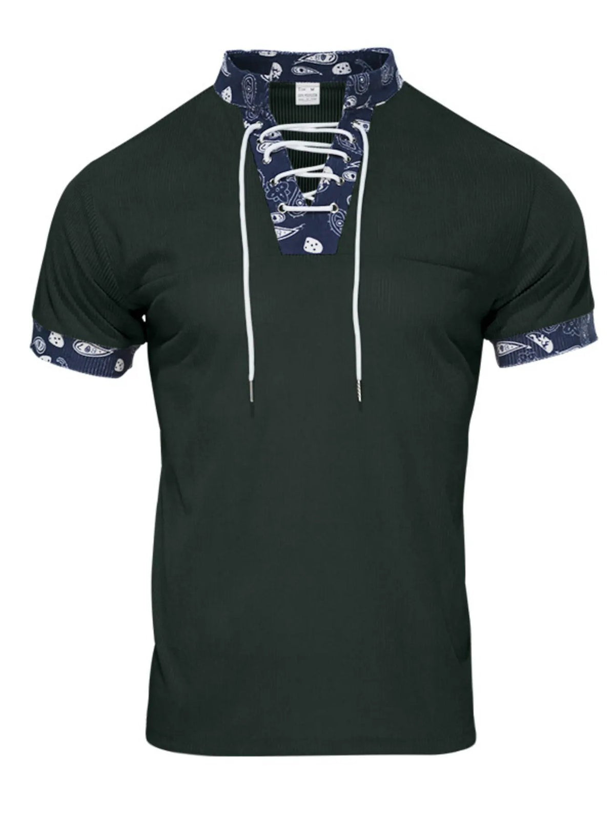 Men's Full Size Lace-Up Collar T-Shirt Plus Size by Trendsi