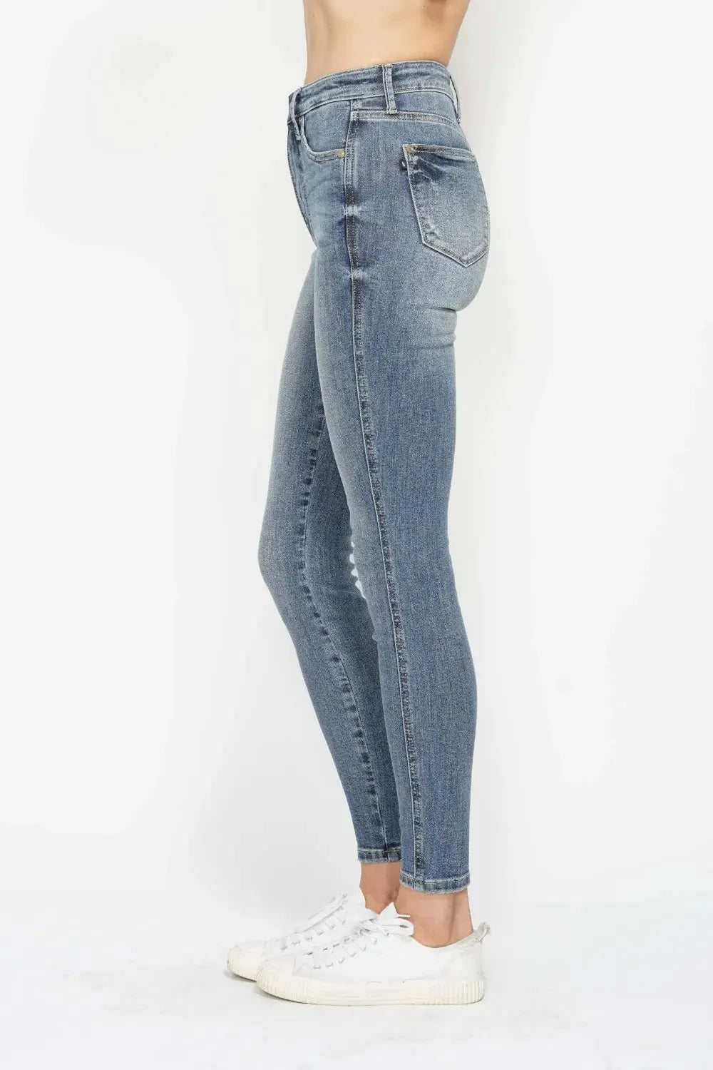 Judy Blue Full Size Tummy Control Contrast Wash Skinny Jeans by Judy Blue