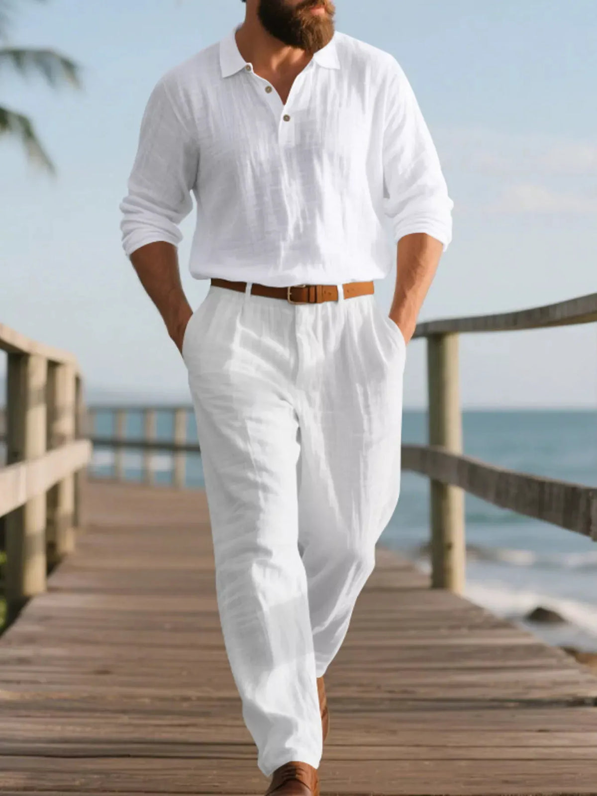Men's Full Size Long Sleeve Top and Pants Set Plus Size by Trendsi