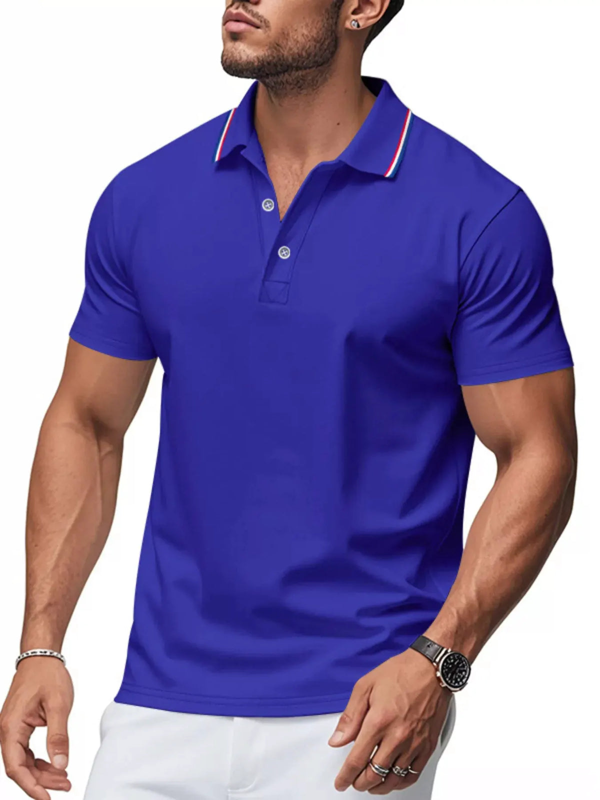 Men's Full Size Casual Button Detail Polo Plus Size by Trendsi