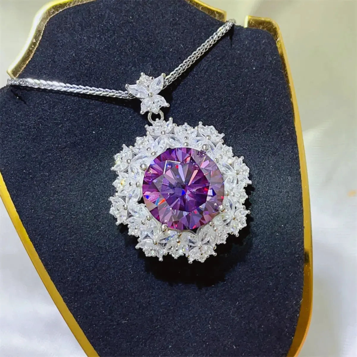 10 Carat Moissanite 925 Sterling Silver Necklace by Partner Labels