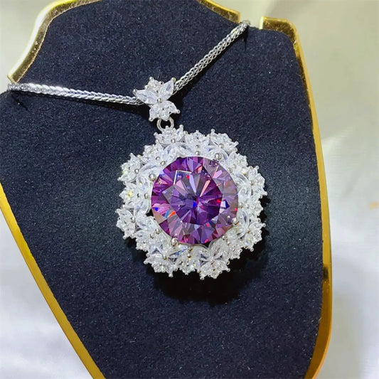 10 Carat Moissanite 925 Sterling Silver Necklace by Partner Labels