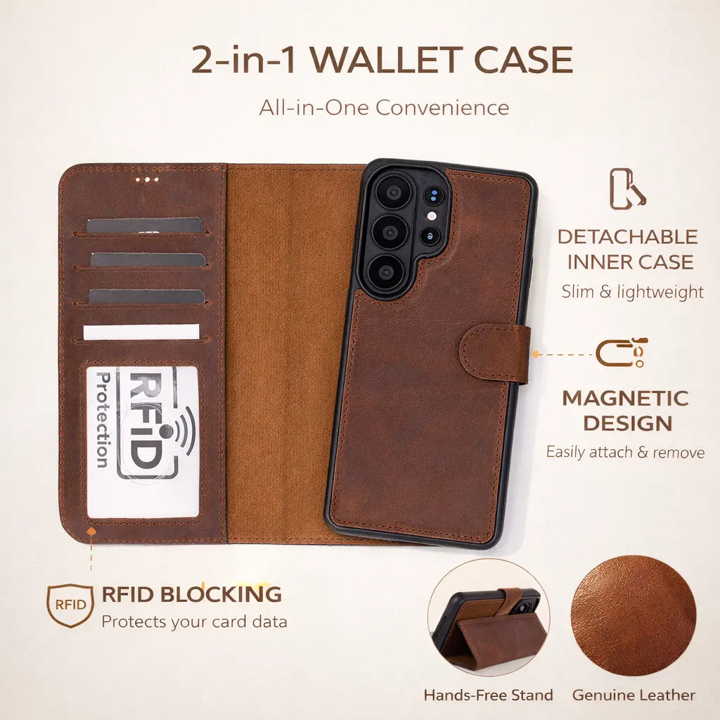 Buffalo Samsung Galaxy S26 Leather Wallet Case by TORONATA