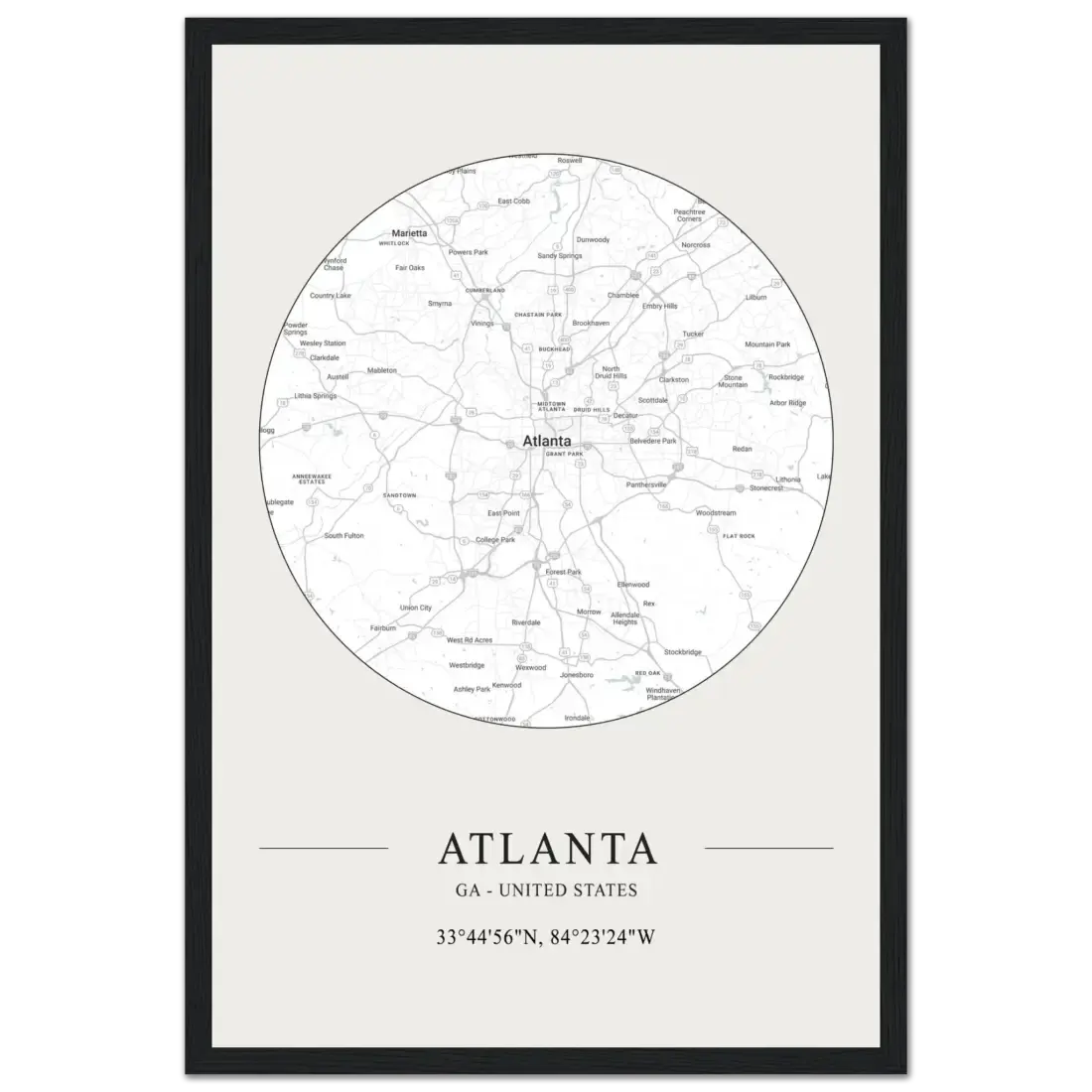 Atlanta, Georgia minimalist map poster by Art-O-Rama Shop