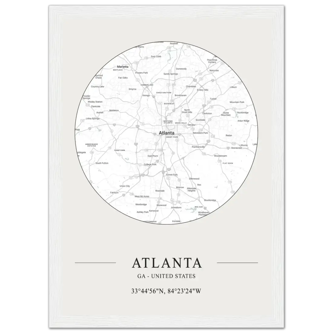 Atlanta, Georgia minimalist map poster by Art-O-Rama Shop