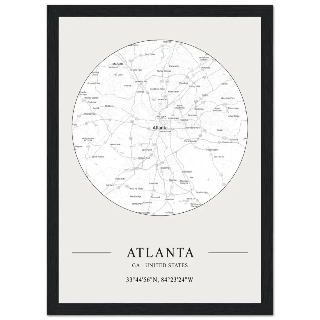 Atlanta, Georgia minimalist map poster by Art-O-Rama Shop