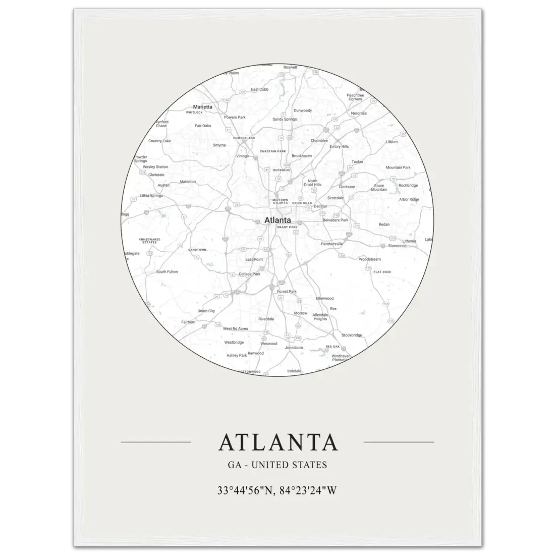 Atlanta, Georgia minimalist map poster by Art-O-Rama Shop