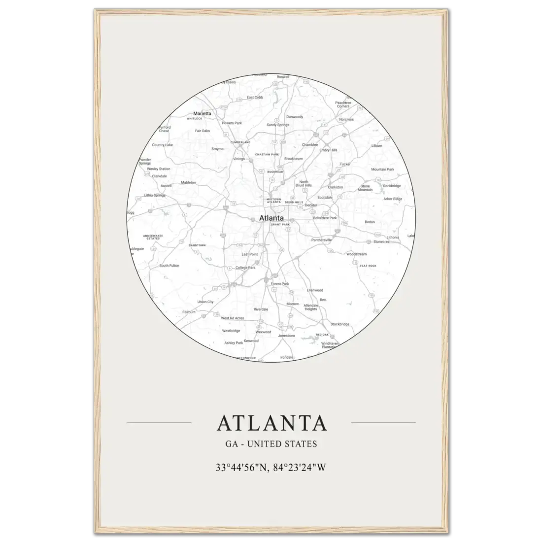Atlanta, Georgia minimalist map poster by Art-O-Rama Shop