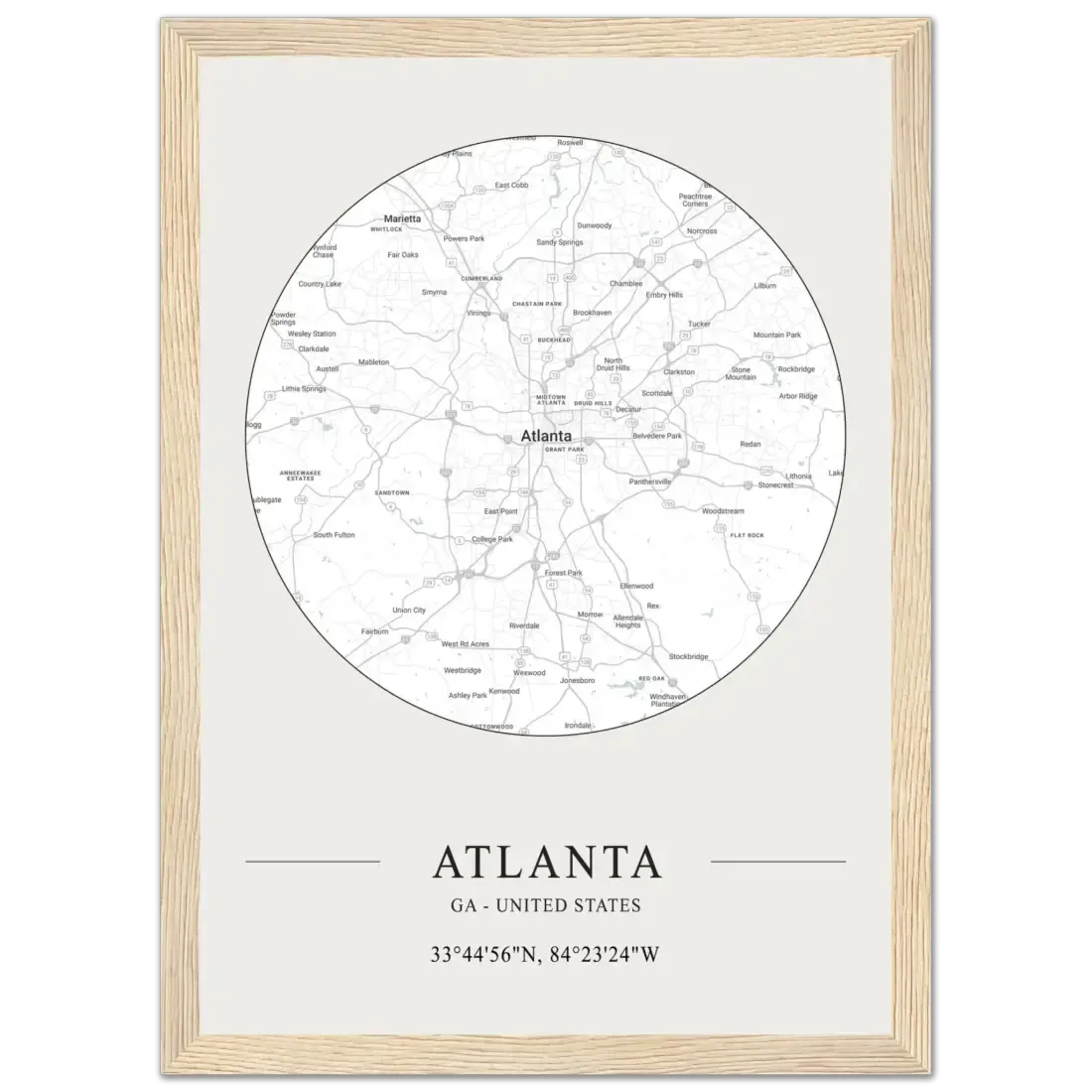 Atlanta, Georgia minimalist map poster by Art-O-Rama Shop