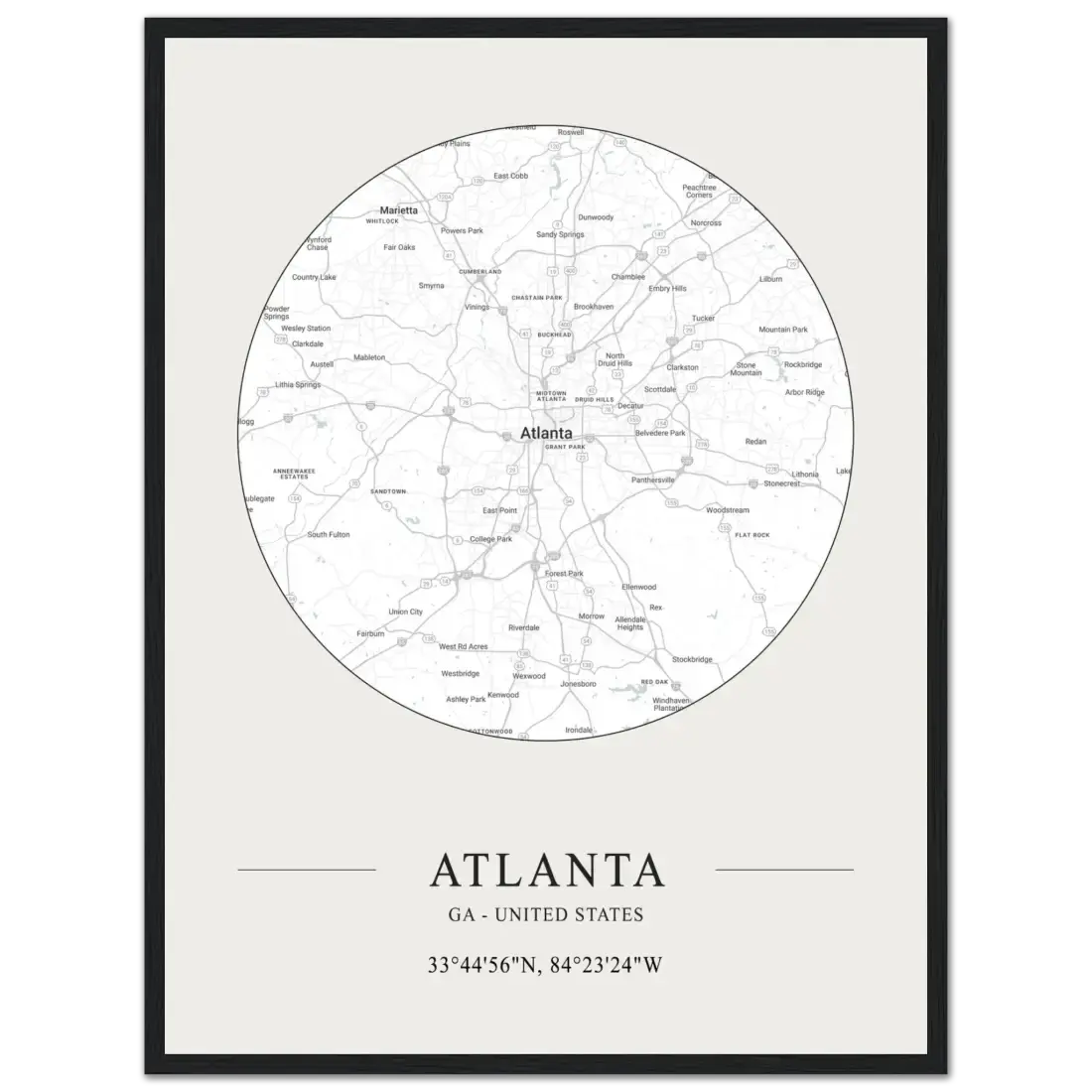 Atlanta, Georgia minimalist map poster by Art-O-Rama Shop