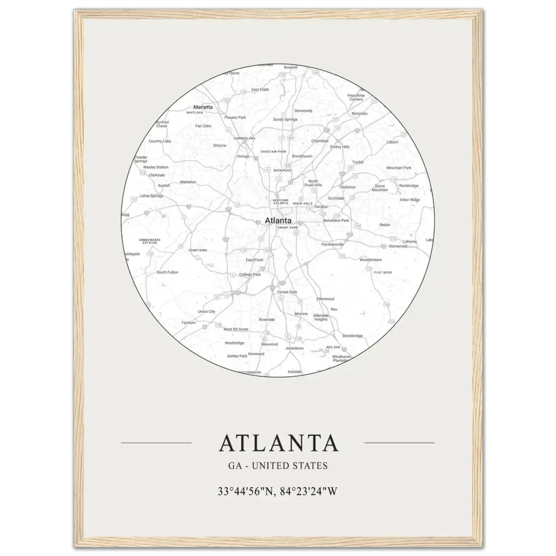 Atlanta, Georgia minimalist map poster by Art-O-Rama Shop