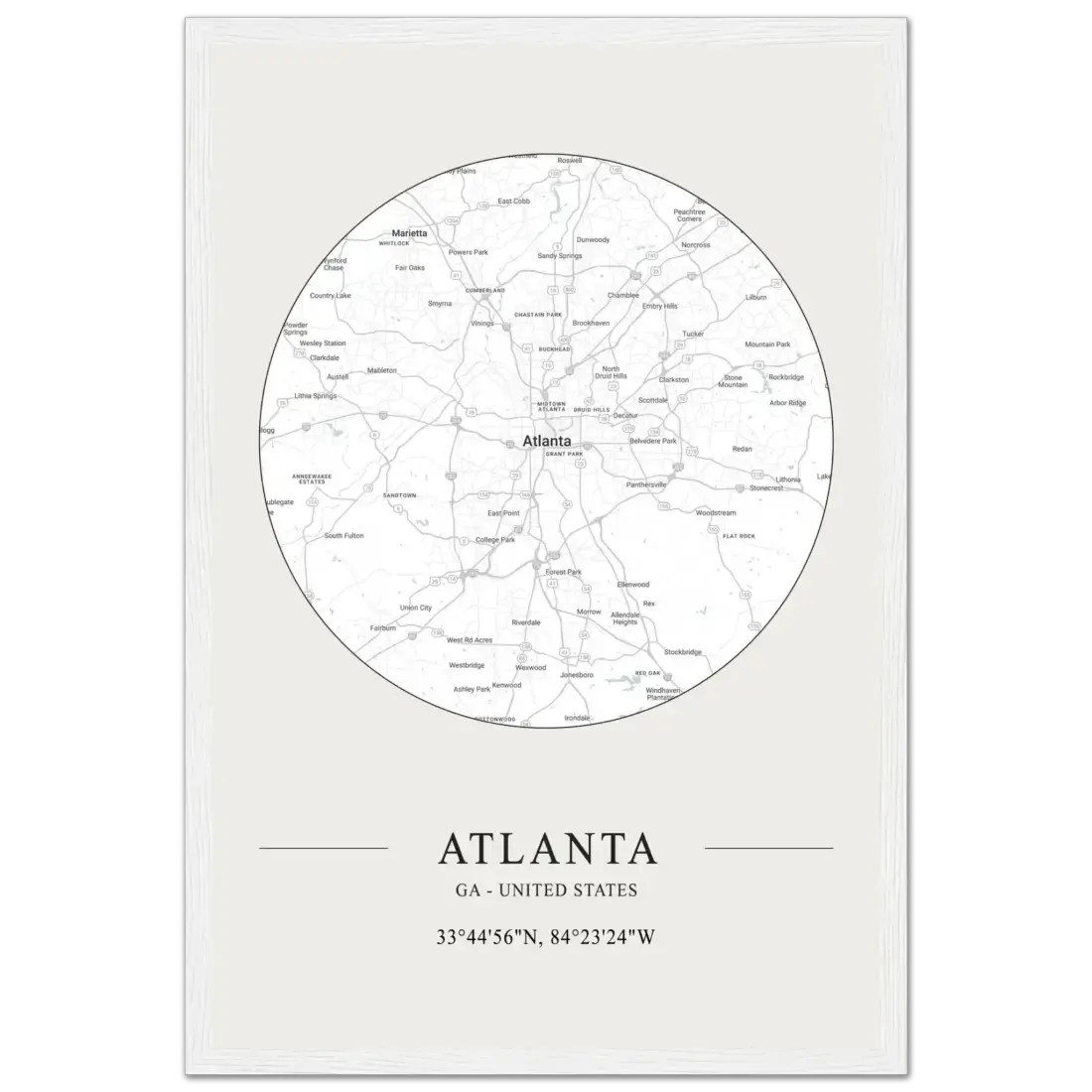 Atlanta, Georgia minimalist map poster by Art-O-Rama Shop