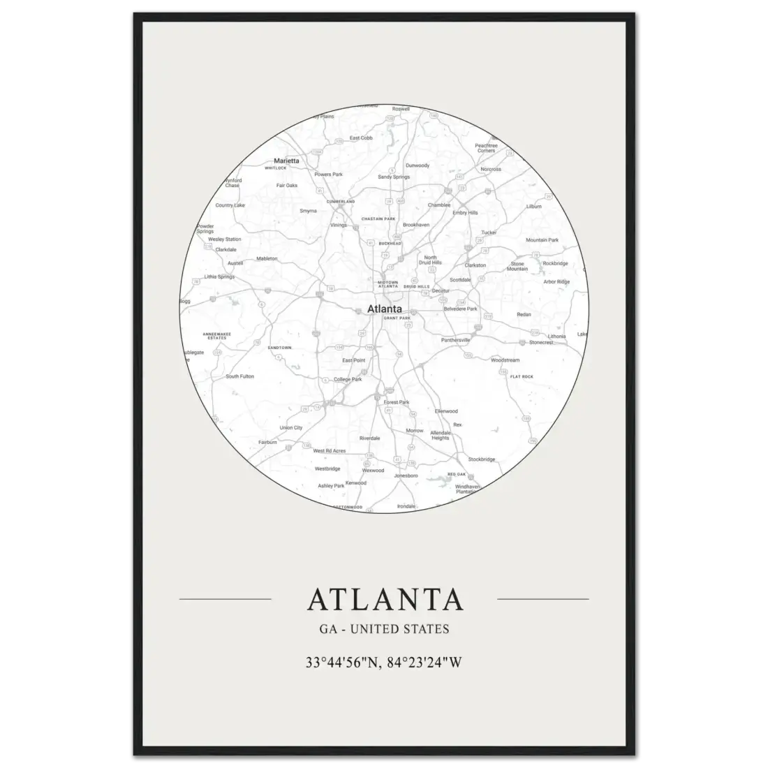 Atlanta, Georgia minimalist map poster by Art-O-Rama Shop